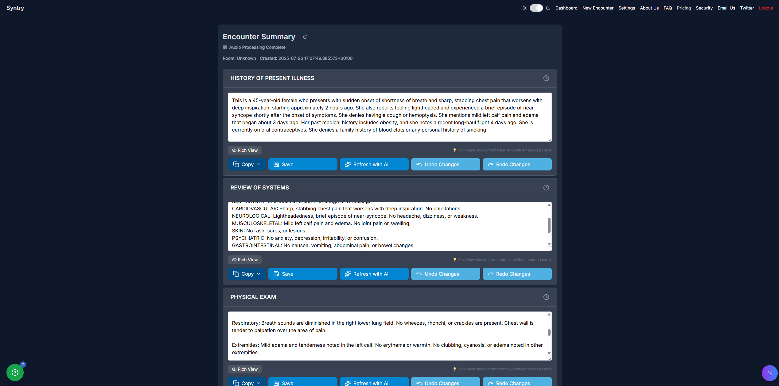 Complete encounter summary with all documentation