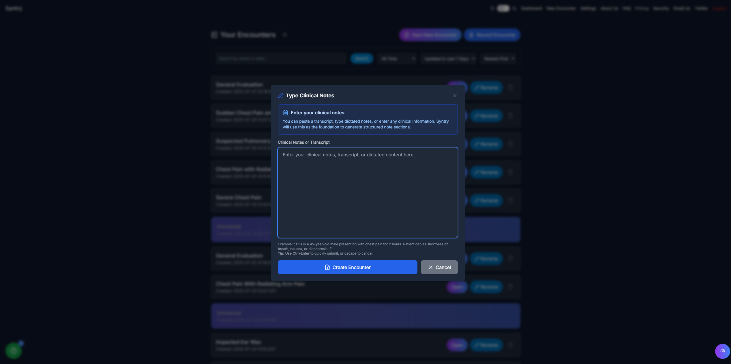 Clinical notes typing interface with AI assistance