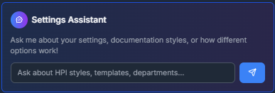 Settings Assistant providing AI-powered configuration guidance
