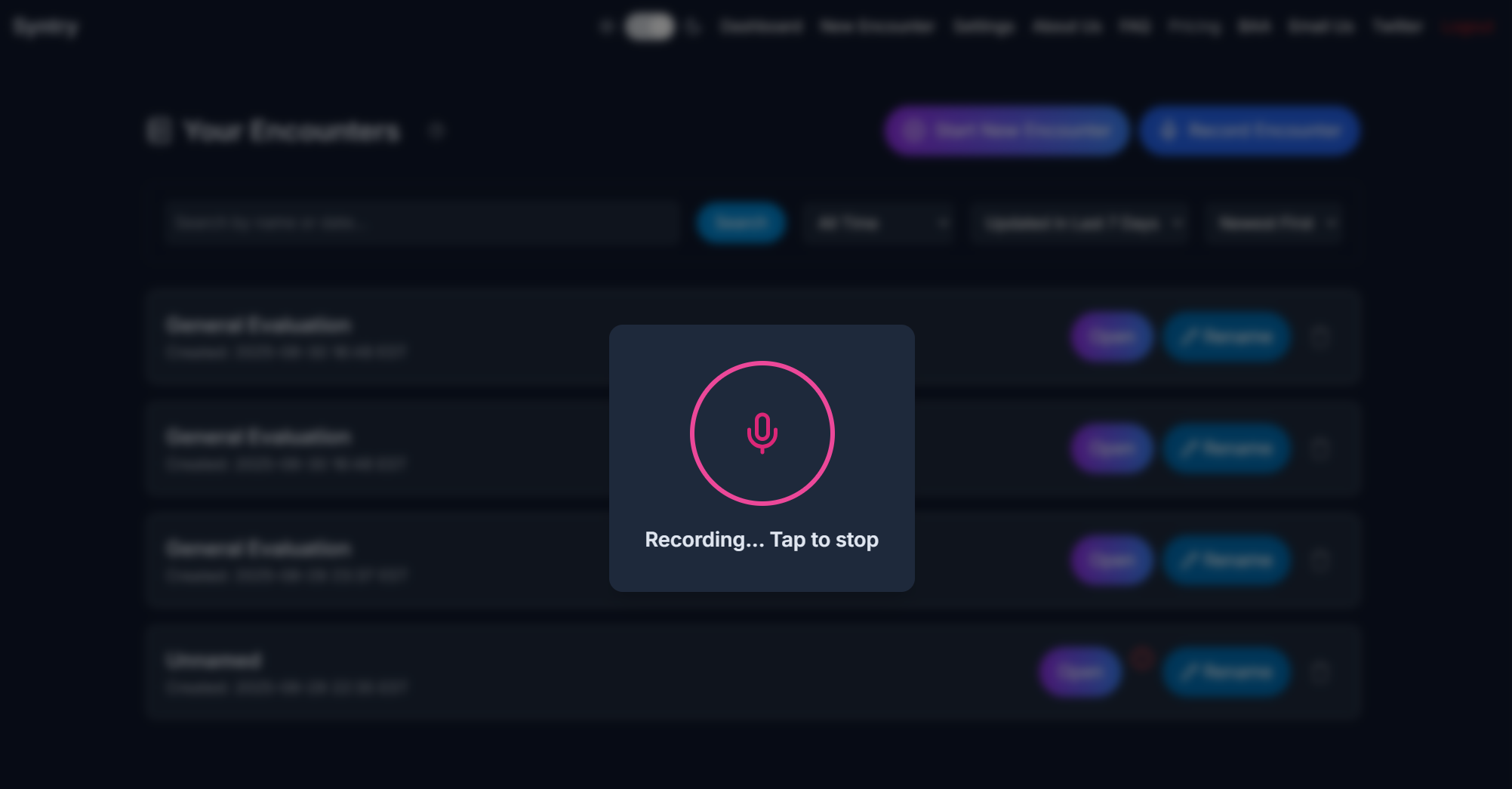 Recording modal with waveform
