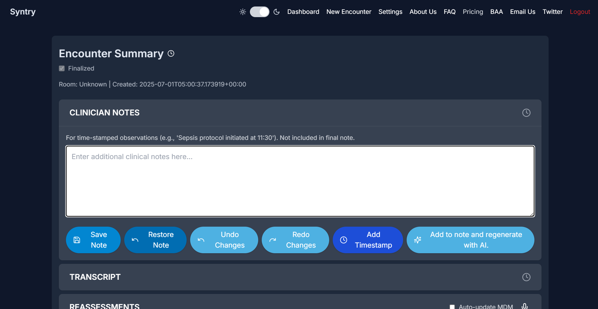 Manual note typing interface
